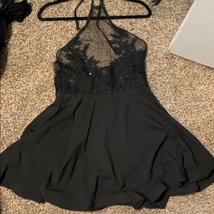 Sheer backless high necked party dress